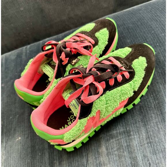 Marc Jacobs The Teddy Jogger Sneakers Green Pink Size 8 US 38 EU Excellent - Picture 5 of 9